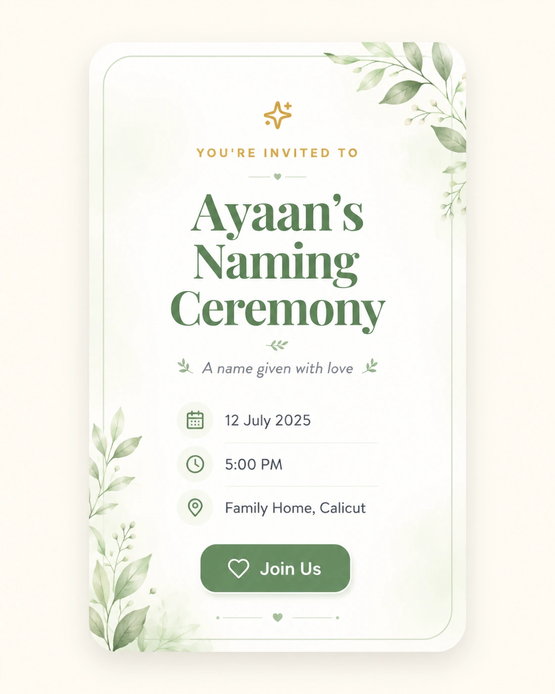 Naming Ceremony invitation preview
